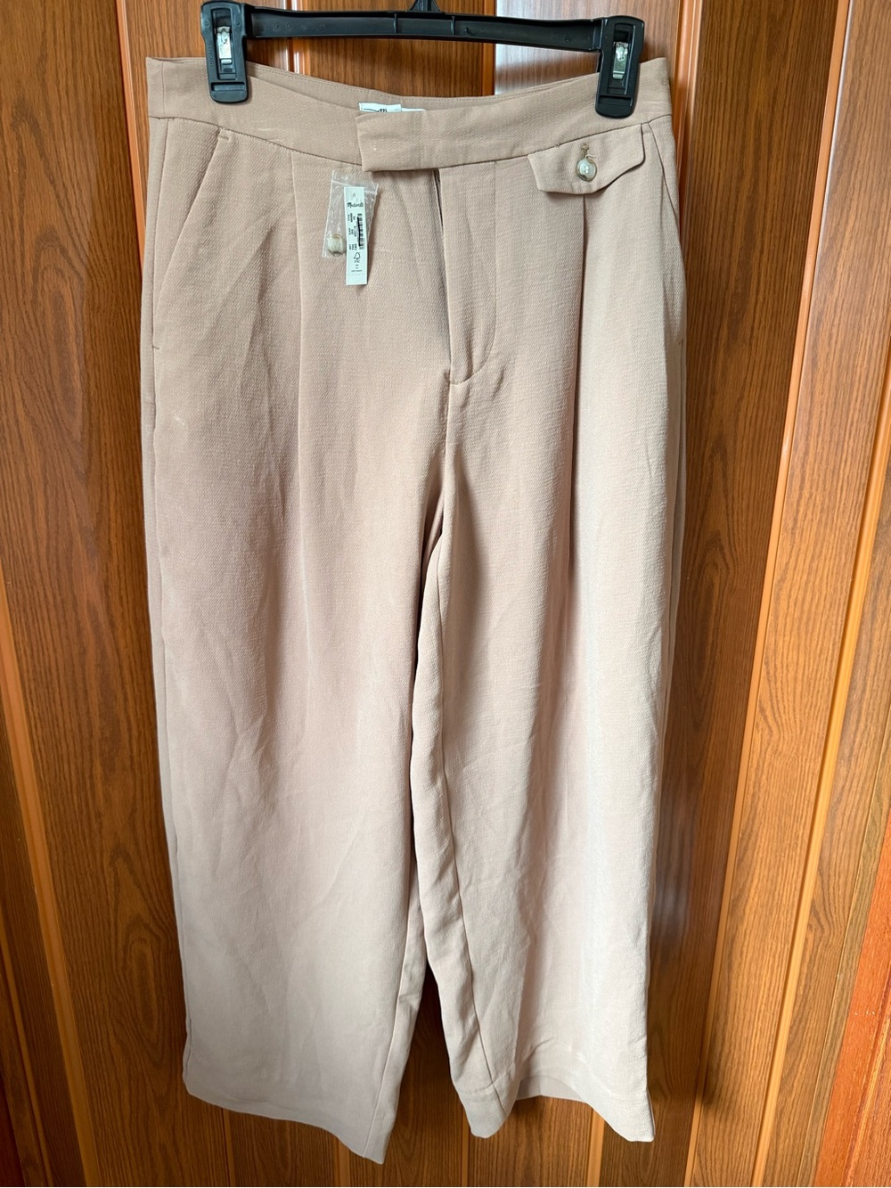 Madewell Light Latte Pleated Wide-Leg Pants
